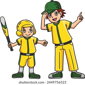 Baseball-Junge und Coach-Cartoon-farbiger Clipart 