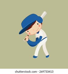 baseball boy. hitter / batter character. vector illustration