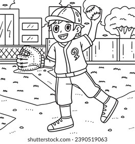 Página de Colores de Béisbol para Niños