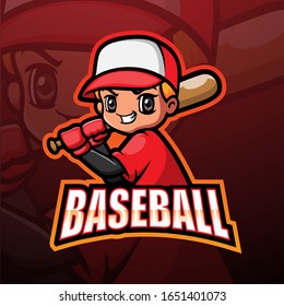 Baseball boy player esport logo design