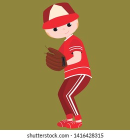 Baseball boy player vector illustration