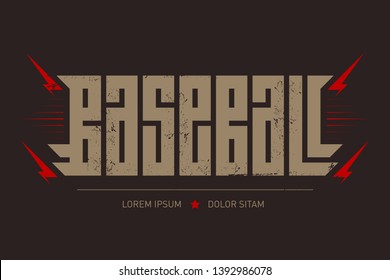 Baseball - brutal font for labels, headlines, posters or t-shirt print. Horizontal label.