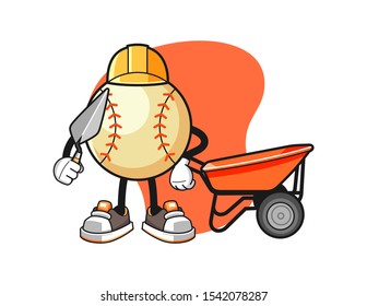 Baseball builder cartoon. Mascot Character vector.