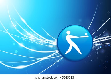 Baseball Button on Blue Abstract Light Background Original Illustration