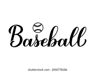 Baseball calligraphy hand lettering. Sport game typography poster. Vector template for banner, sticker, t-shirt, etc.