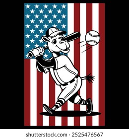 Baseball Camel American Flag Patriotic Camiseta