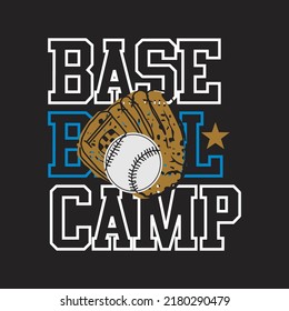 baseball camp design typography vector illustration for print