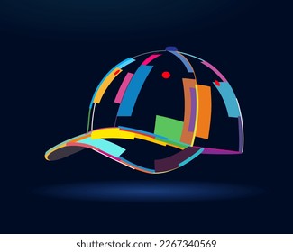Baseball cap, abstract, colorful drawing, digital graphics. Vector illustration of paints