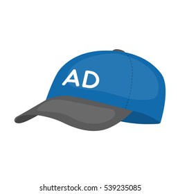 Baseball cap advertising icon in cartoon style isolated on white background. Advertising symbol stock vector illustration.