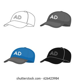 Baseball cap advertising icon in cartoon style isolated on white background. Advertising symbol stock vector illustration.