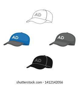 Baseball cap advertising icon in cartoon,black style isolated on white background. Advertising symbol stock vector illustration.