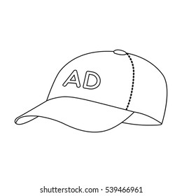 Baseball cap advertising icon in outline style isolated on white background. Advertising symbol stock vector illustration.