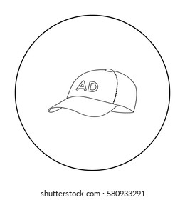 Baseball cap advertising icon in outline style isolated on white background. Advertising symbol stock vector illustration.