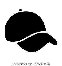 Baseball cap black icon isolated on white background. Headdress vector illustration