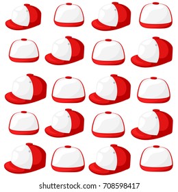 Baseball cap black and white templates, front, side, back views set, vector illustration isolated on white background Web site page and mobile app design vector illustration.