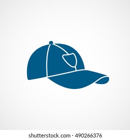 Baseball Cap Blue Flat Icon On White Background