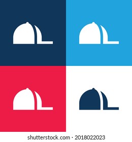 Baseball Cap blue and red four color minimal icon set