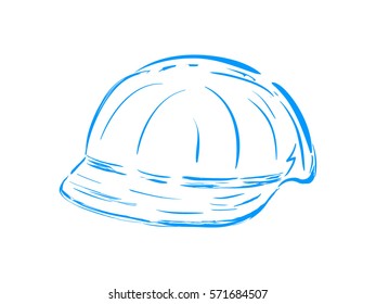 baseball cap blue vector isolated outline illustration