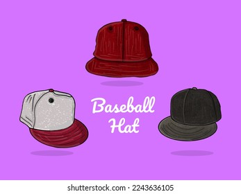 Baseball cap in cartoon doodle style