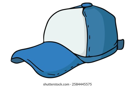 Baseball cap colored doodle vector illustration. Isolated on white background