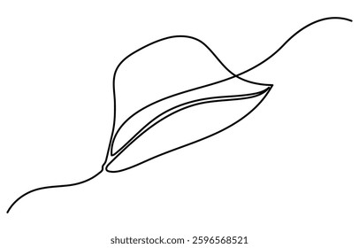 
Baseball cap continuous one line drawing. Isolated on white background vector illustration. hiking adventure cap hat, trip, travel, outline. sun hat, sun cap.