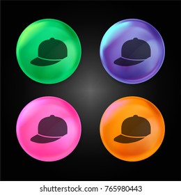Baseball cap crystal ball design icon in green - blue - pink and orange.