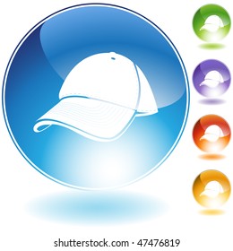 Baseball cap crystal icon set isolated on a white background.