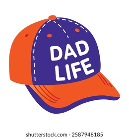 Baseball cap with dad life text, flat sticker