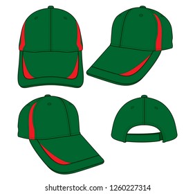 Baseball Cap Design (Dark Green/Red)