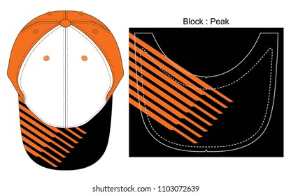Baseball Cap Design : 
Top View & Graphic Peak