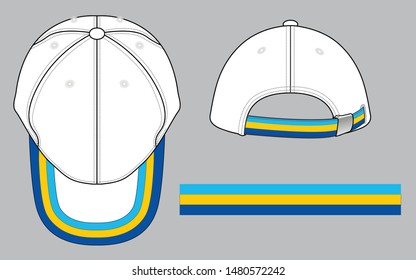 Baseball Cap Design Vector
(Graphic Line on Brim Cap)