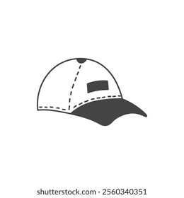 Baseball Cap Doodle Icon. Hand drawn headwear vector illustration. Sports game uniform element in outline style