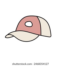 Baseball cap in doodle style. Vector isolated on white background