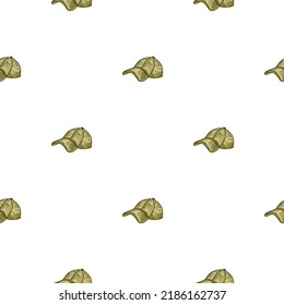 Baseball cap engraving seamless pattern. Casual modern headwear in hand drawn style. Sketch texture for fabric, wallpaper, textile, print, title, wrapping paper. Vector illustration.