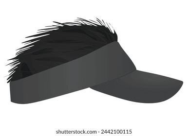 Baseball cap with fake flair hair . vector
