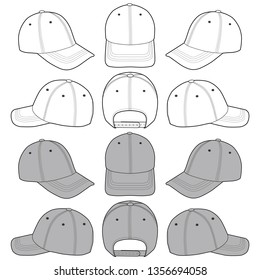 Baseball Cap fashion flat sketch template