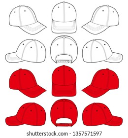 Baseball Cap fashion flat sketch template