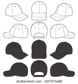 Baseball Cap fashion flat sketch template