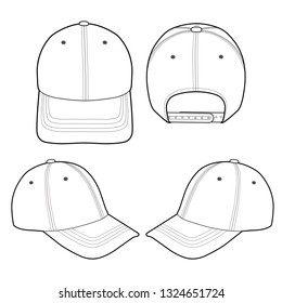 Baseball Cap fashion flat vector  illustration mockup design