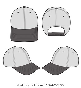 Baseball Cap fashion flat vector  illustration mockup design