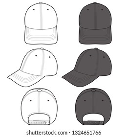 Baseball Cap fashion flat vector  illustration mockup design