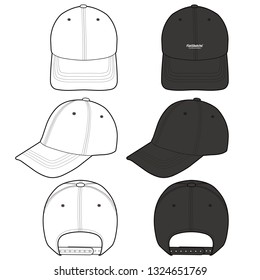 Baseball Cap fashion flat vector  illustration mockup design