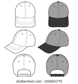 Baseball Cap fashion flat vector  illustration mockup design