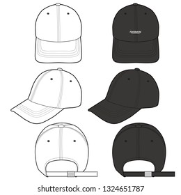 Baseball Cap fashion flat vector  illustration mockup design
