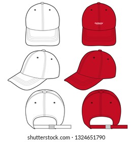 Baseball Cap fashion flat vector  illustration mockup design
