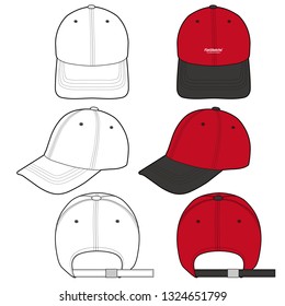 Baseball Cap fashion flat vector  illustration mockup design