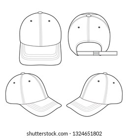 Baseball Cap fashion flat vector  illustration mockup design