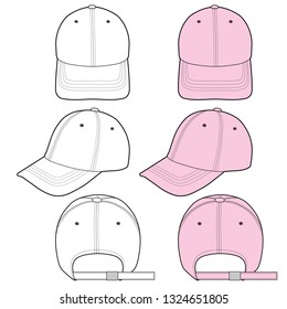 Baseball Cap fashion flat vector  illustration mockup design