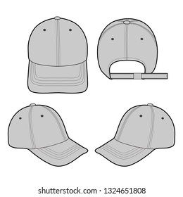 Baseball Cap Fashion Flat Sketch Template Stock Vector (Royalty Free ...