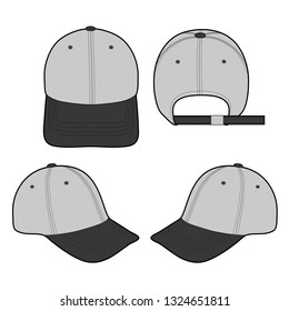 Baseball Cap fashion flat vector  illustration mockup design